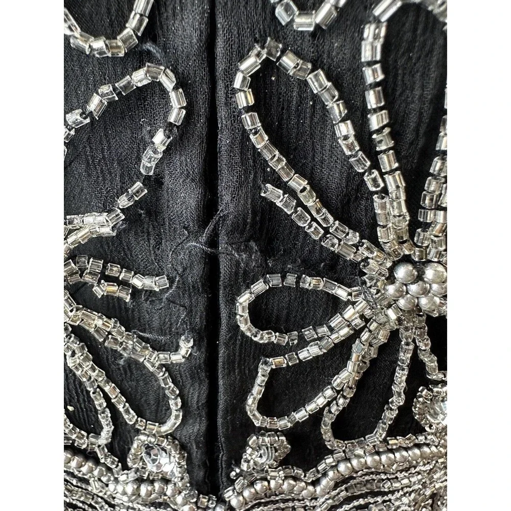 *Flawed* Vintage Laurence Kazar Silk Beaded Embellished Top Black Plus Size 3X - Picture 7 of 12